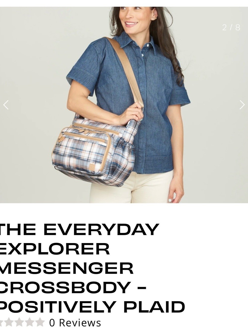Plaid Crossbody Messenger Bag with Tan Strap